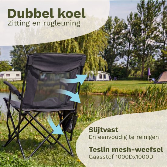TRVLMORE Campingstühle - klappbar - 2er-Pack - 120KG Tragkraft - Inkl. Tragetasche - Klappstuhl - Angelstuhl - Campingstuhl - Klappstuhl - Grau