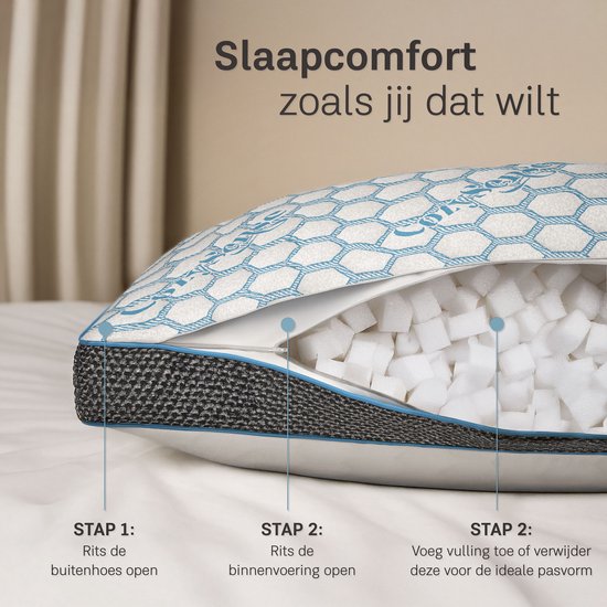 CozySense® PolarGel Pillow - Kissen gegen Nackenschmerzen - Schlafkissen - Coolgel Pad - füllbarer Memory Foam - Seitenschläfer, Rücken- und Bauchschläfer