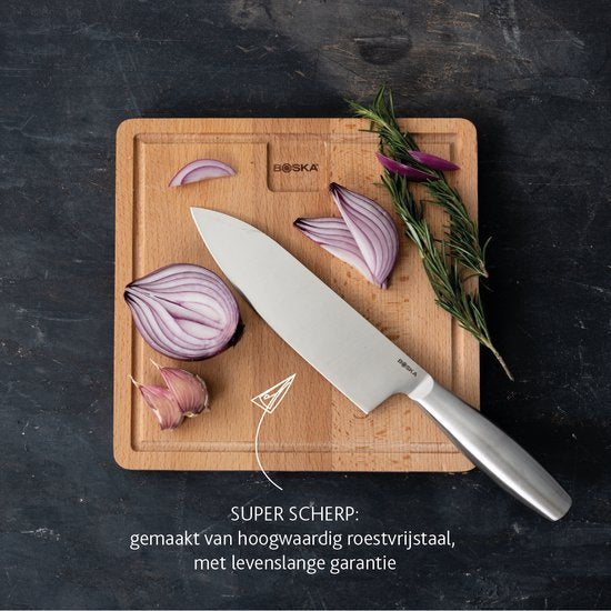 Boska Kochmesser Kopenhagen 18 cm - Küchenmesser - Für alle Arten von Lebensmitteln - Einzigartiges Design - Spülmaschinenfest - Rostfreier Stahl