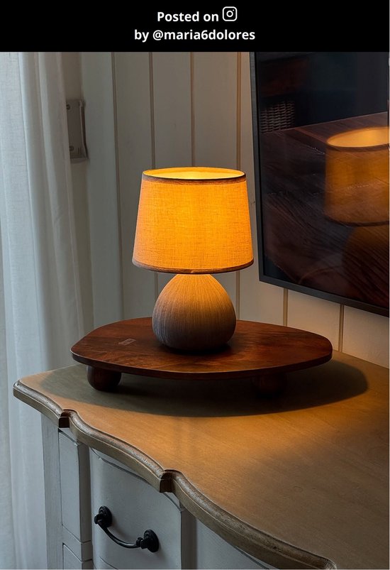 Lucide RAMZI – Tischlampe – Ø 18 cm – 1xE14 – Braun – Japandi
