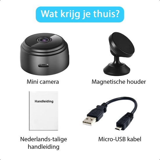 Tech Essentials Mini-Spionagekamera – 1080p – mit WLAN-App – Mikro-Überwachungskamera – für den Innenbereich – Spionage – Nannycam – Abhörgerät – Schwarz