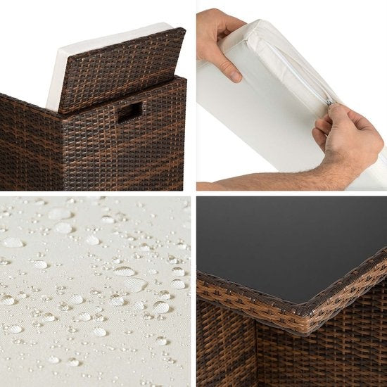 tectake - Geflecht-Gartensitzgruppe Manhatten - inkl. Schutzhülle - schwarz/braun- 403845