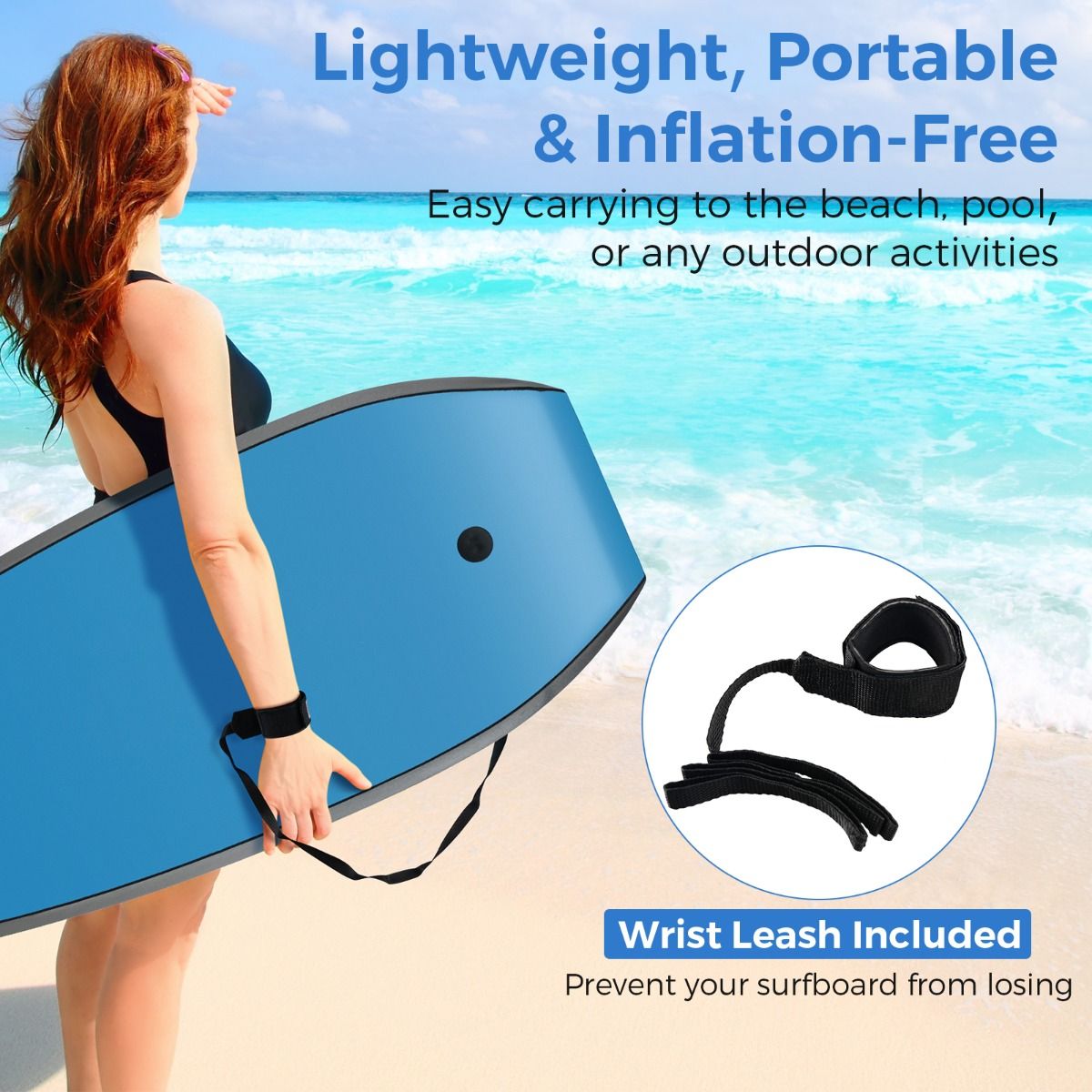 Coast Bodyboard für Kinder – leichtes Surfbrett – mit Handschlaufe – 84 cm – blau