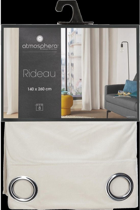 Atmosphera Vorhang Lilou – L 260 x B 140 cm – elfenbeinweiß – Polyester – mit Ringen
