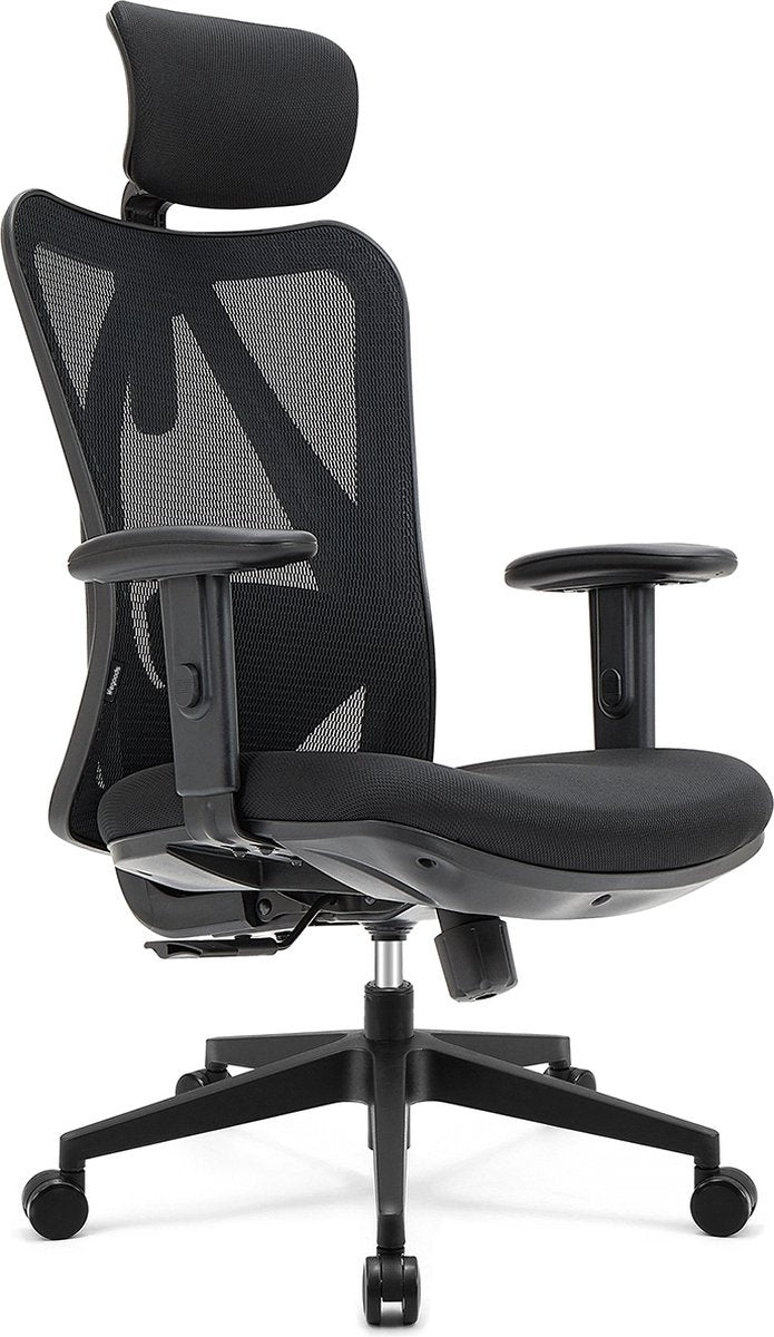 LifeGoods Bürostuhl - Ergonomisch - Bis 136 kg - 120° Kippmechanismus - Schwarz
