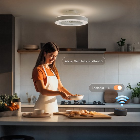 Avacy Deckenventilator mit Beleuchtung – Deckenventilator mit Leuchte – Deckenleuchte – LED RGBW – Tuya WLAN Smart – Fernbedienung – ⌀ 50 cm – Weiß