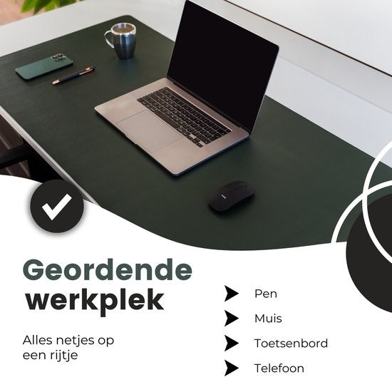 WURK Professional Schreibtischunterlage Kunstleder - Schreibtisch-Organizer - Schreibtischzubehör - Inklusive Kabelclip - Mauspad XXL - 120x60 - Grün