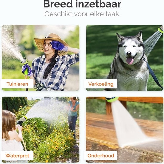 Goliving Tuinslang Flexibel - 30 Meter - Uitrekbare tuinslang Sproeier - Tuinsproeier - Zwart - Acht standen - Met opbergtas