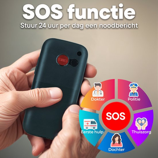 Denver Seniorenhandy 4G - Große Tasten - SOS-Taste - Smartphone-freies Aufwachsen - Ladestation - GSM - Full NL und FR - BAS18600L