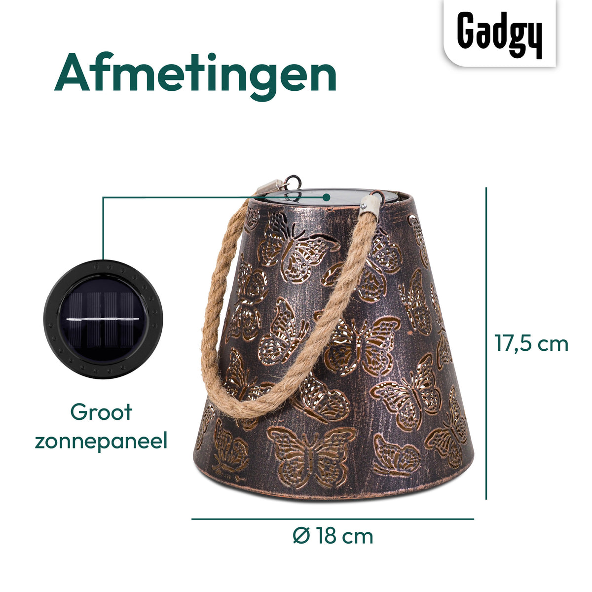 Gadgy Solar Gartenleuchten Schmetterlinge - Hängende Gartenleuchten Led Outdoor - Solar Outdoor Lampe Solarenergie mit Schatteneffekten - Solarlampe Garten, Terrasse & Balkon - Laterne für draußen - Laterne Windlicht auf Solarenergie - Bronze/Gold