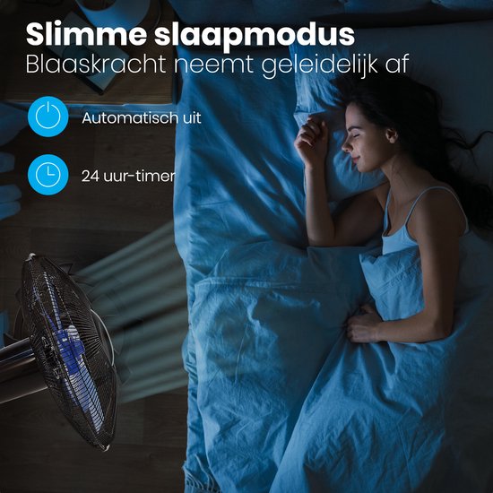 Auronic Stativventilator - Standventilator mit Fernbedienung - Timer - 50W - 53dB - Schwarz