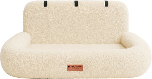By Cee Cee Autositz Hund Deluxe - Hundekorb Auto mit Sicherheitsgurt - Autokorb Hund - Hundesitz - Autositz - Beige - 120x60 - Größe L