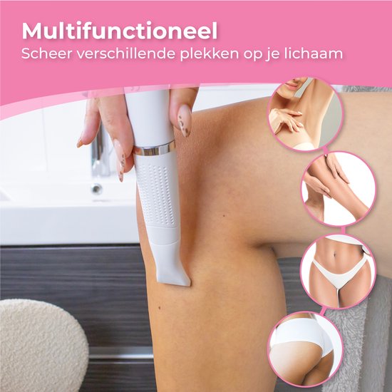 Nuvance - Ladyshave - Ladyshaves für Frauen - 4 Aufsätze - mit Augenbrauentrimmer - Bikini-Trimmer - Rasierer Frau - Lady Shave - Weiß