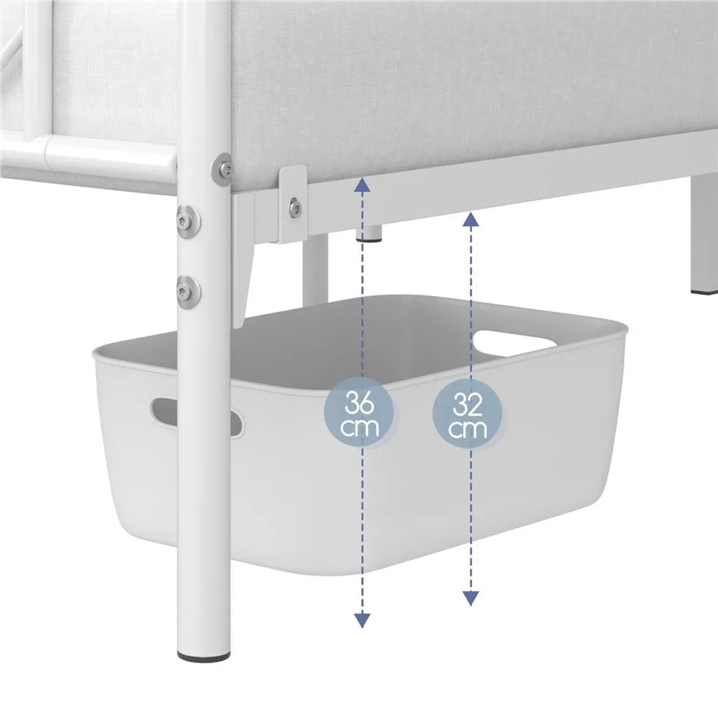 Yaheetech Metallbettgestell – Lattenrost – 140 x 200 cm – 32 cm Stauraum – Weiß