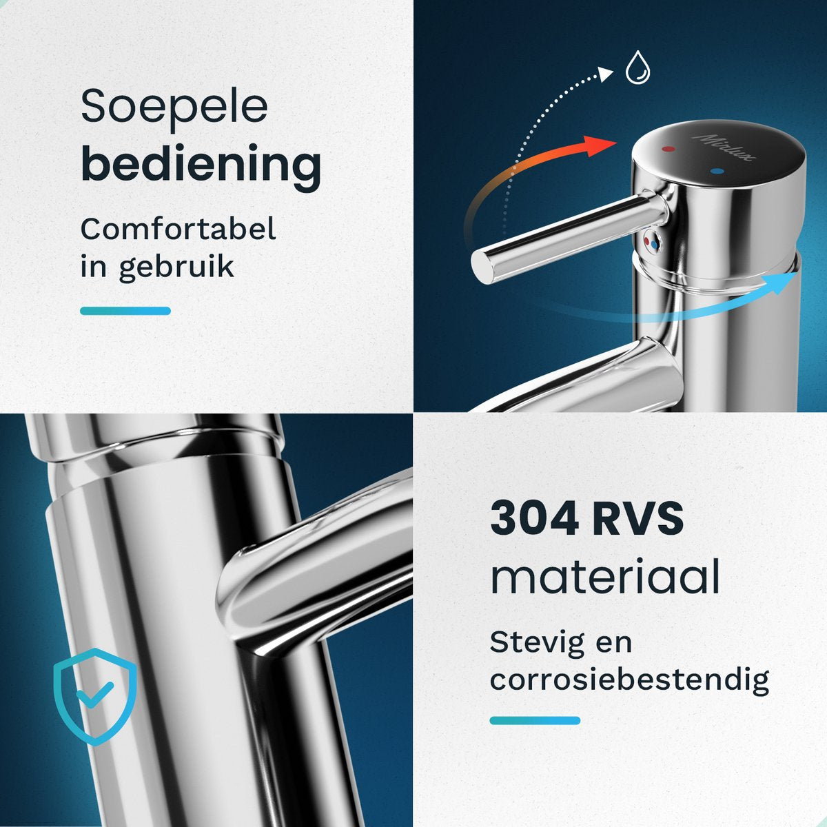 Mirlux Waschtischarmatur Chrom 29,5 x 17,2 x 5 cm - Badarmatur Kalt- und Warmwasser - Waschtischarmatur/WC-Armatur