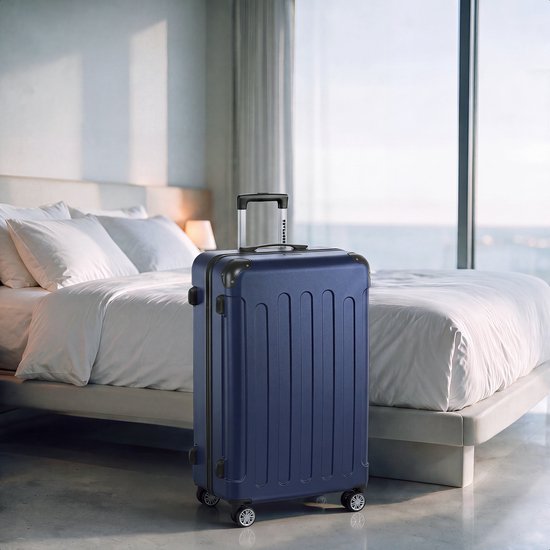 TRVLMORE Reisekoffer 110 l – Hartschalenkoffer aus ABS – 360°-Rollen – 3-stelliges Zahlenschloss – Dunkelblau