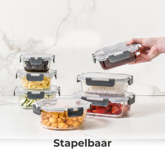 Stosh Frische-Schalen - Meal Prep Schalen - Gefrierschalen - Glas - 12 Stück - BPA frei