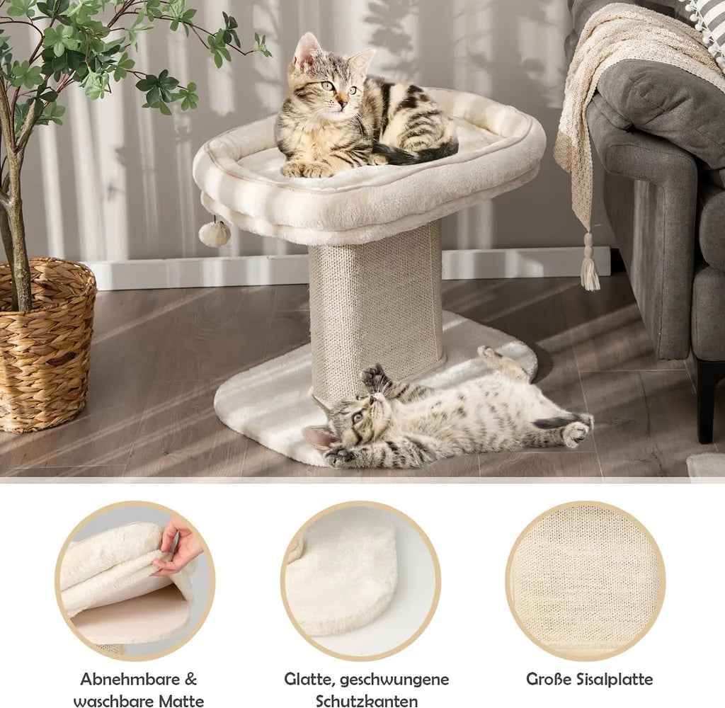 Coast Moderner Kratzbaum Katzenmöbel mit großem Plüschsessel und Sisalkratzbrett beige