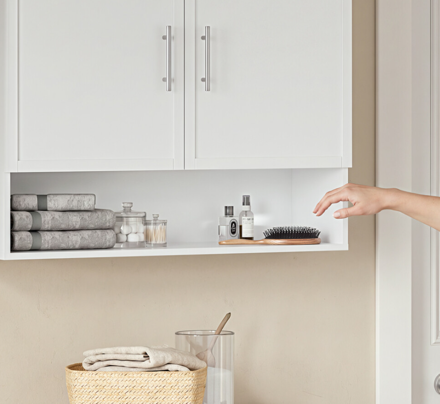 SoBuy Wandschrank 90 x 70 x 28,5 cm – Weiß – 2 Türen – Verstellbares Einlegeboden