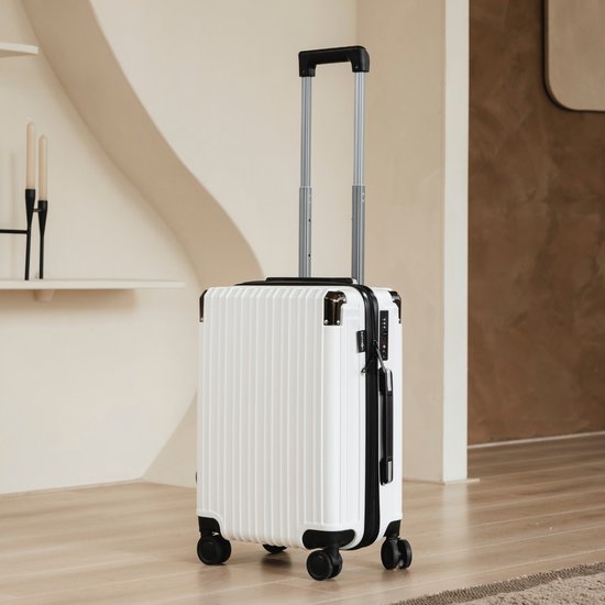 Pathsail - Handgepäck Koffer - PC - Leicht - Inkl. TSA-Schloss & Spinner-Räder - Weiß