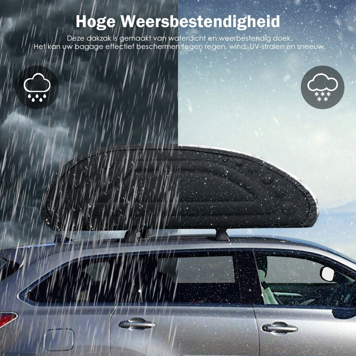 Coast Car Roof Box mit Riemen Dach Tasche - 400L - Schwarz