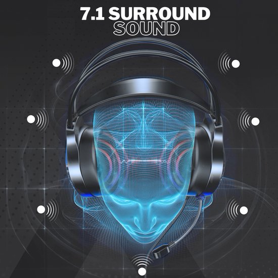 VERTREX Gaming Headset mit Mikrofon - PC, PS5, PS4, Xbox, Nintendo Switch - 7.1 Surround Sound