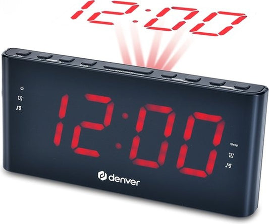 Denver Radiowecker mit Projektion - Digitaler Wecker - FM-Radio - Doppelalarm - CPR710 - Schwarz