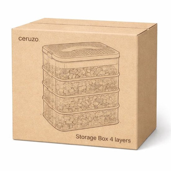 Ceruzo Spielzeug-Aufbewahrungsbox – 4 Ebenen – Transparent – Stapelbar – Organizer – Einlegeböden