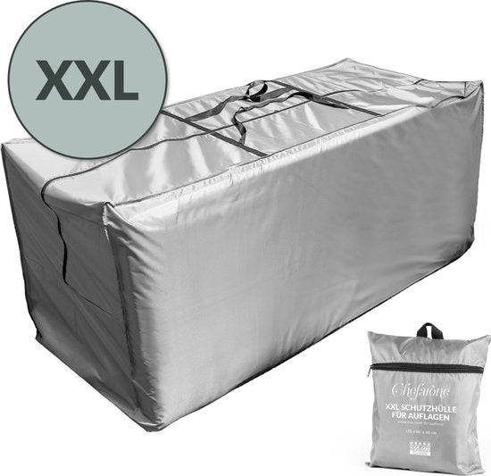 Chefarone Schutzhülle Gartenkissen - Extra Groß 60x175 cm - Aufbewahrungshülle Gartenmöbel, Lounge Set und Liege - Kissenbeutel für Lounge Kissen - Gartenkissenhülle Wasserdicht - Wetterfest - UV Schutz - Grau