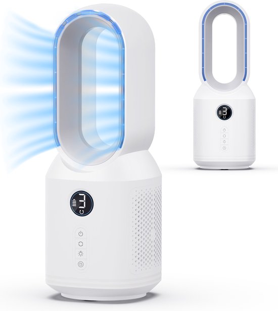 MATTI® Tischventilator - Standventilator - Kabellos - 8 Stunden Laufzeit - Inkl. Nachtlicht - Weiß
