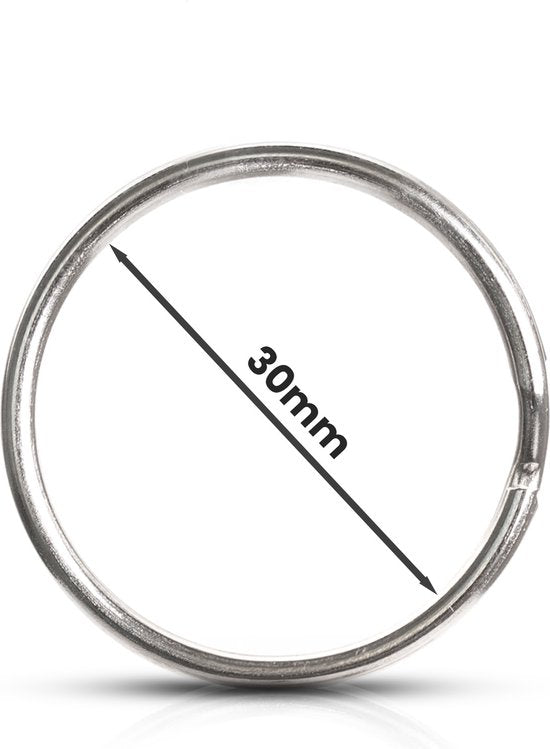 Schlüsselanhänger - 30 mm - Ringe - Schlüsselanhänger - 50 Stück - Silber