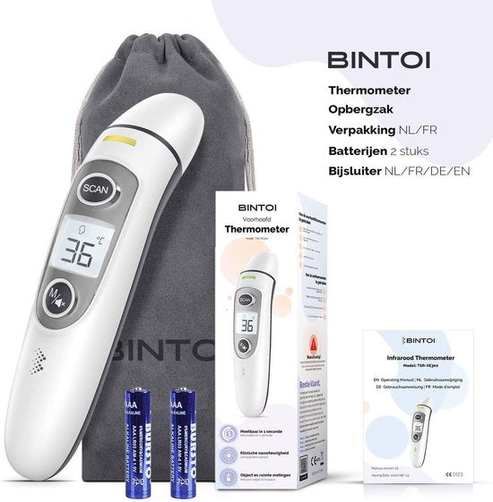 Bintoi® Stirnthermometer - Temperaturanzeige - Fieberthermometer für Erwachsene und Babys - Infrarot-Thermometer Körper - Digitales Stirnthermometer