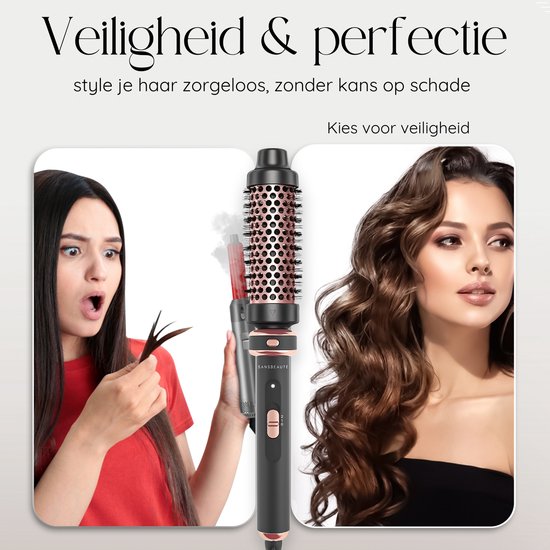 Sansbeauté® 5 in 1 Thermobürste - Wärmebürste - Thermobürste 38mm mit Aufsätzen - Lockenbürste - Föhnbürste kurzes Haar - Lockenstab - Haarbürste - Thermobürste - Multistyler - Hairstyler - Volumen und Locken