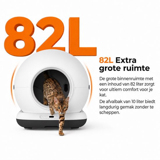 Automatisches Katzenklo – Selbstreinigendes Katzenklo – Inklusive App – Mit Katzenklo-Matte und 3 Rollen Auffangbeuteln – 82 l XXL – Zedar K1200