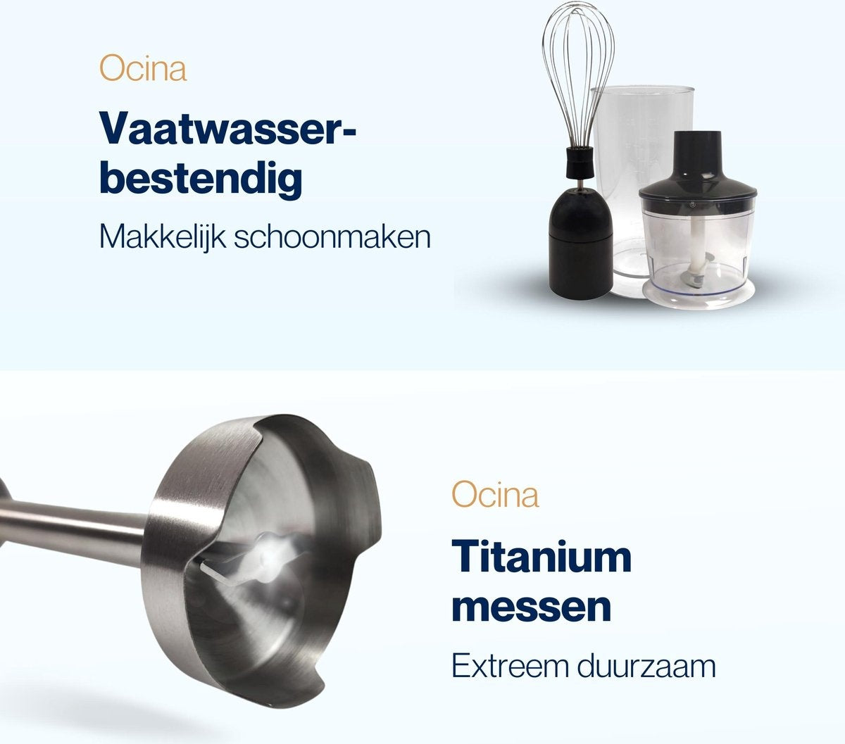 Ocina Stabmixer-Set - 5-in-1 Mixer mit Zerkleinerer - 800W - 600ML - Edelstahl/Schwarz