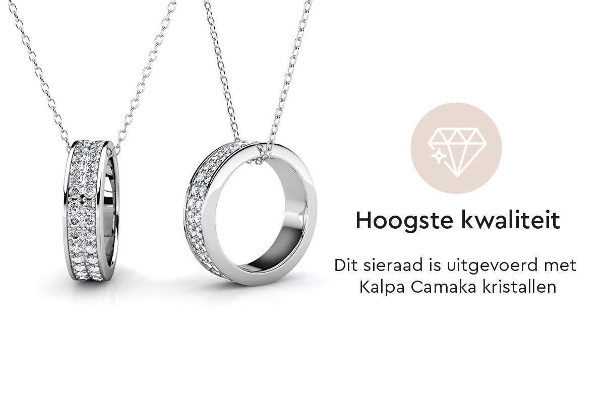 Yolora Damen-Halskette mit Anhänger - Kalpa Camaka Kristalle - Silber - 18K Weißgold vergoldet - Damen-Halskette Silber - Schmuck - Halskette - Luxuriöse Geschenkbox - Geschenkbox - Exklusive Geschenkbox - Schöne Geschenkverpackung