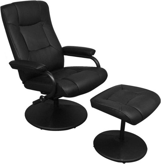 vidaXL – TV-Sessel – mit – Fußhocker – Kunstleder – schwarz