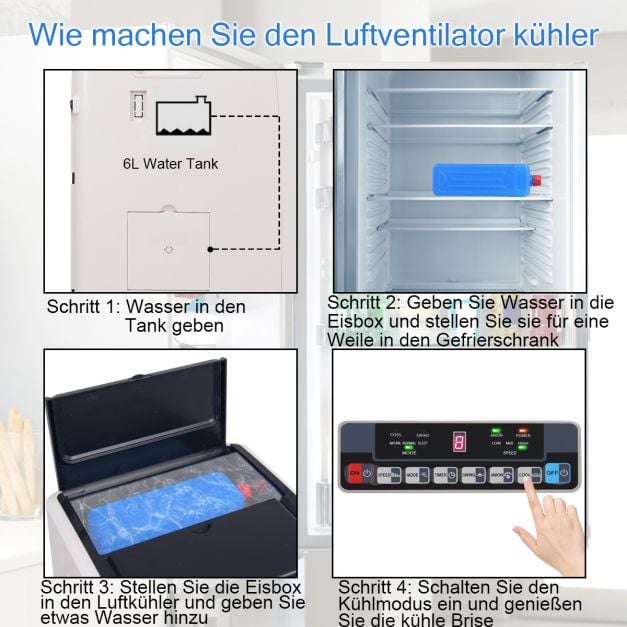 Coast 3-in-1 mobiler Luftkühler 75 W – 6 l – 32 x 25 x 57 cm – Schwarz und Weiß