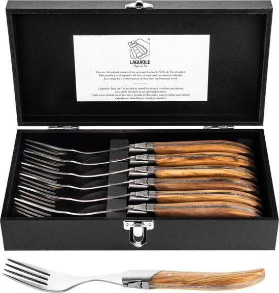 Laguiole Style de Vie Gabeln Luxury Line - 6-teilig - Olivenholz