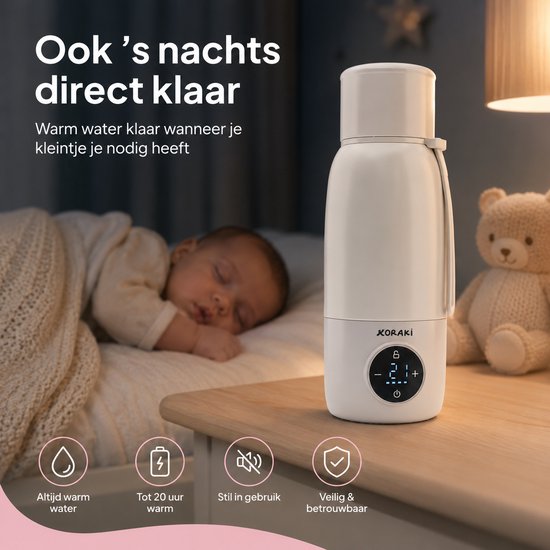 Koraki® Thermosflaschenwärmer - Kabelloser Flaschenwärmer - für unterwegs - 500ml