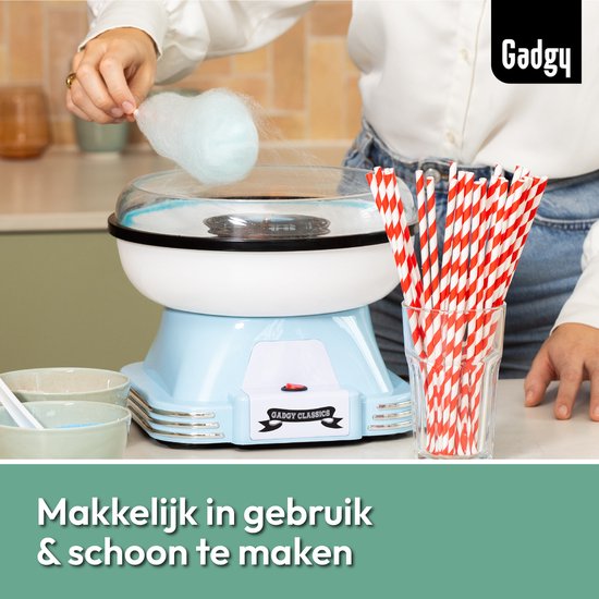 Gadgy Zuckerwattemacher Retro Blau - Mit 10 Stäbchen und Messlöffel - Zuckerwattemacher - Süßigkeiten - Kinderparty