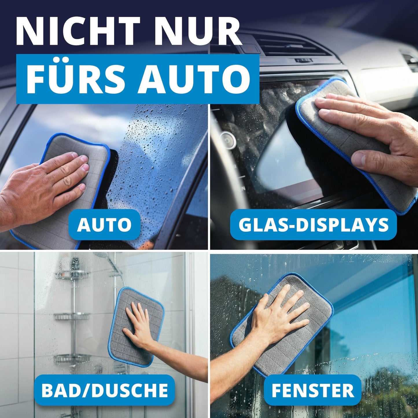 Licargo 2er-Pack Glasreinigungstücher – Mikrofaser-Glastuch 16 x 22 cm – streifenfrei für Autoscheiben und Spiegel