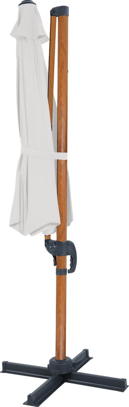 AXI Marisol Schwebeparasol Ø 300 cm Holzoptik/Beige inkl. Schutzhülle – Pulverbeschichtetes Aluminiumgestell mit Kreuzfuß – Um 360° drehbar – Neigbar – UV-beständiges Tuch