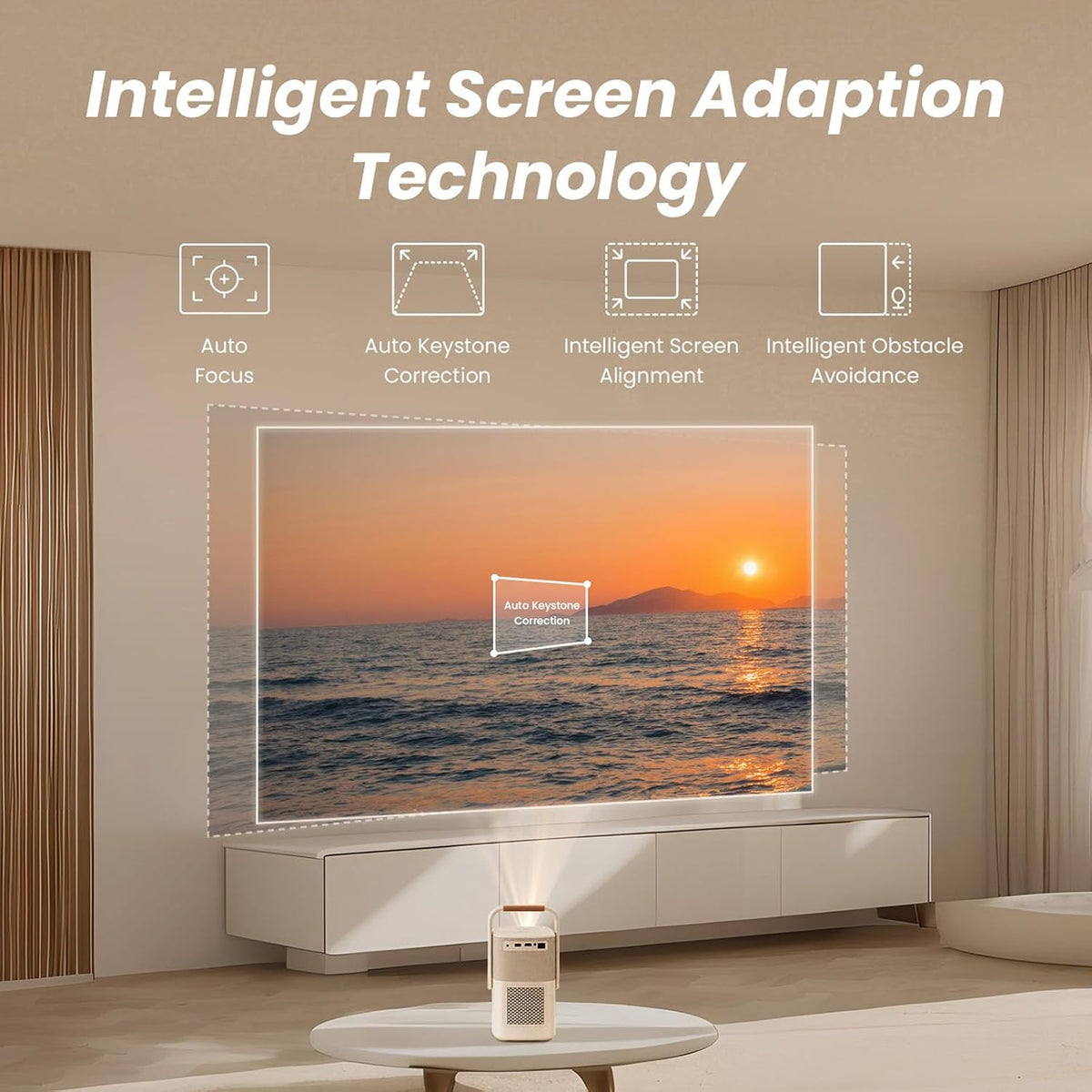 Yaber T2 Outdoor-Projektor – Native 1080p – Wi-Fi 6 – JBL & Dolby Audio – Integrierter Akku – Bluetooth