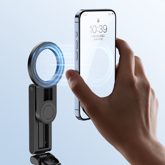 Ulanzi JJ03 Pocket-Selfie-Stick-Stativ, magnetisch – mit Fernbedienung – Selfie-Stick – Handy-Stativ für iPhone – Smartphone-Halterung für iPhone – Schwarz
