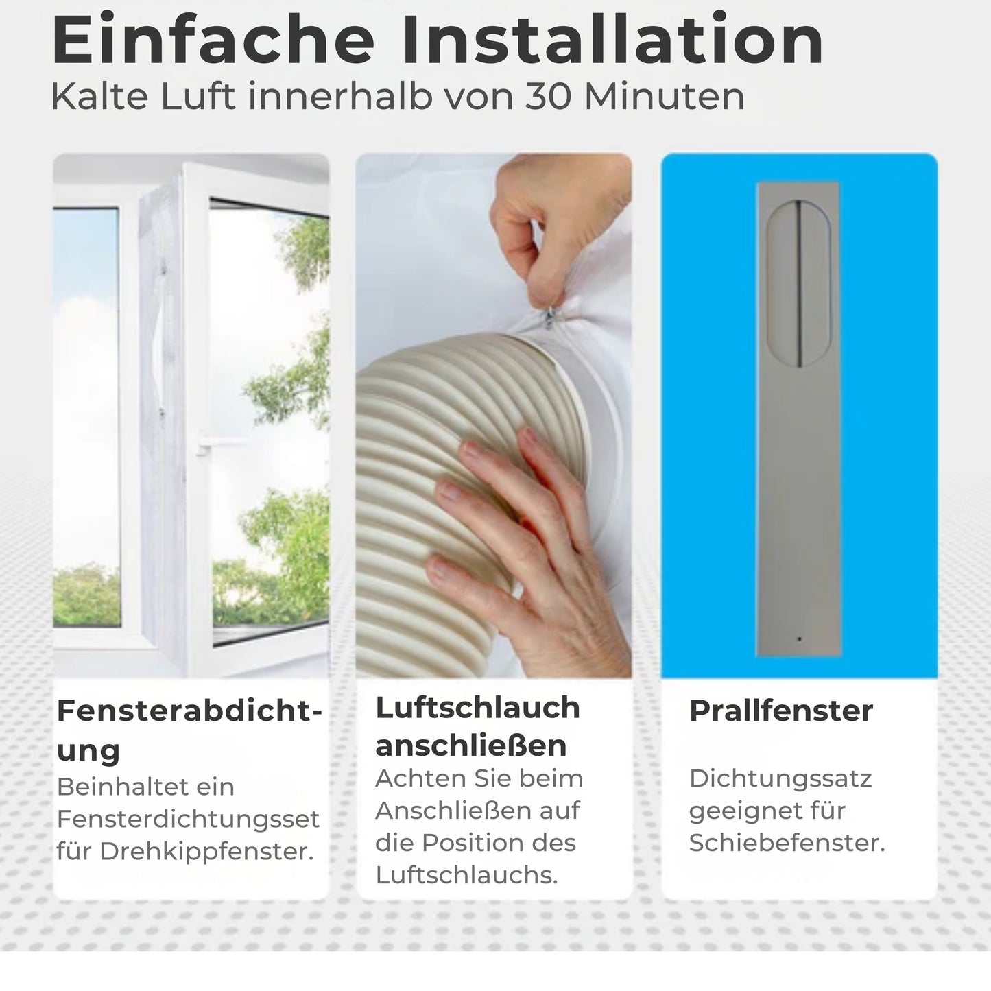 Auronic Mobile Klimaanlage - 4 Stufen - Mit Fernbedienung und Fensterdichtungssatz - Für 15-35 m2 - Weiß