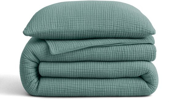 Sleeptime 2-in-1-Mousseline-Bettdecke – Bettdecke ohne Bezug, inklusive Kissenbezug – 240 x 200 – Grün