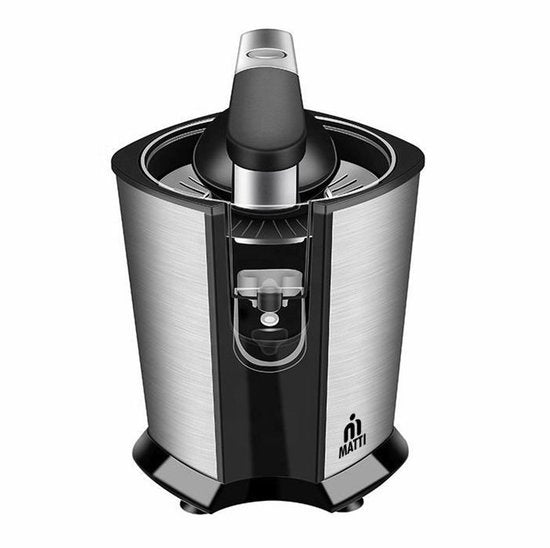 MATTI® – Elektrische Zitruspresse – Zitruspresse – Zitronenpresse – Orangenpresse – 160 W, Edelstahl, Presshebel – 18.000 U/min