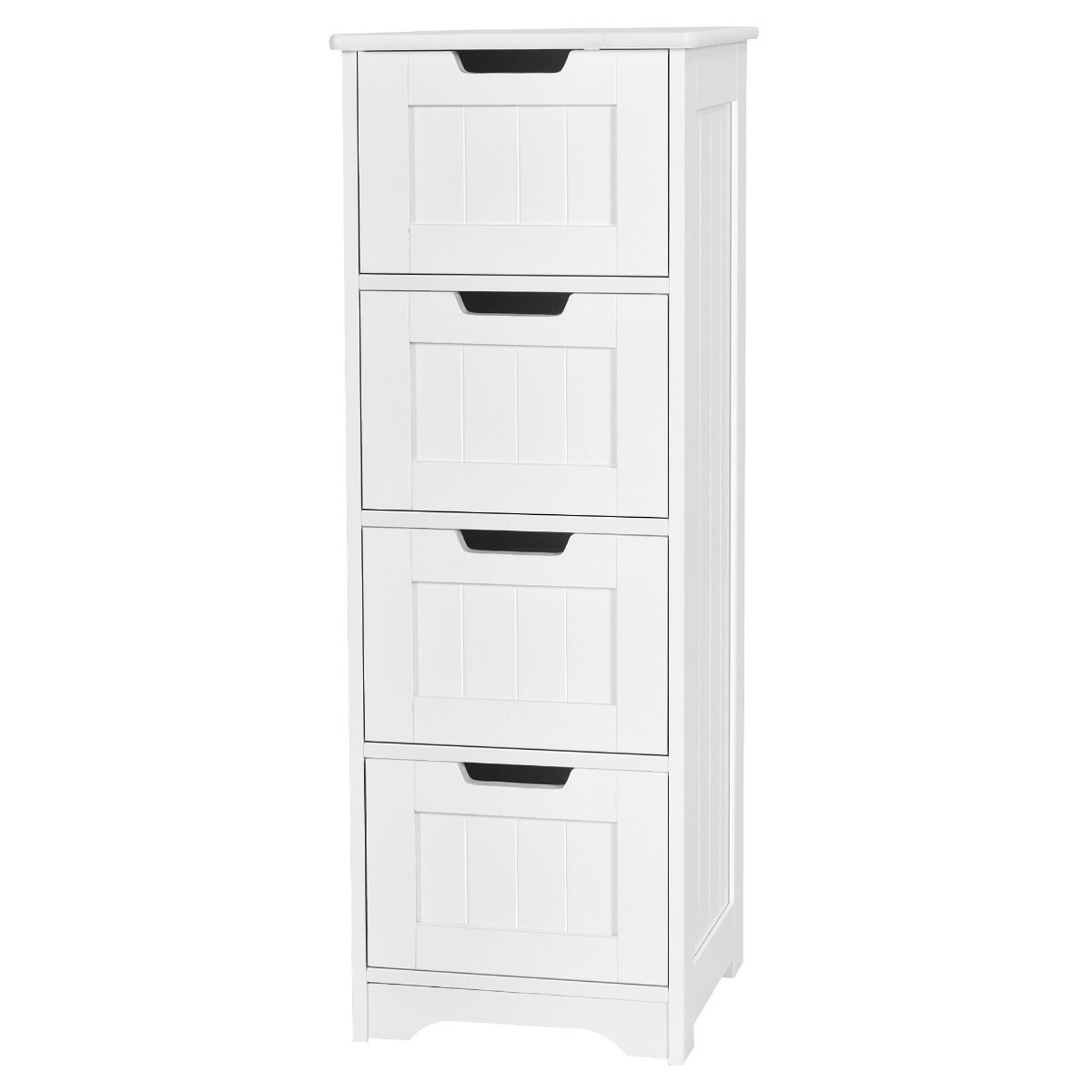 Coast Floor Storage Cabinet Badezimmerschrank mit 4 Schubladen 30 x 30 x 83,5 cm Weiß - Freistehender Nachttisch und Beistelltisch für Wohnzimmer, Schlafzimmer, Küche und Büro