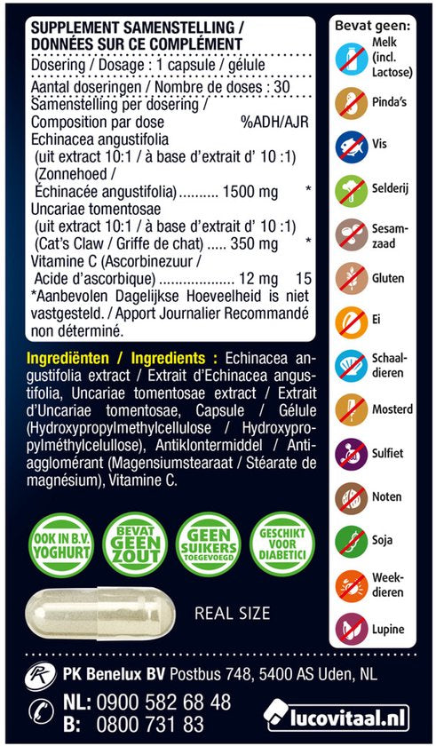 Lucovitaal Echinacea Forte mit Katzenkralle, 30 Kapseln